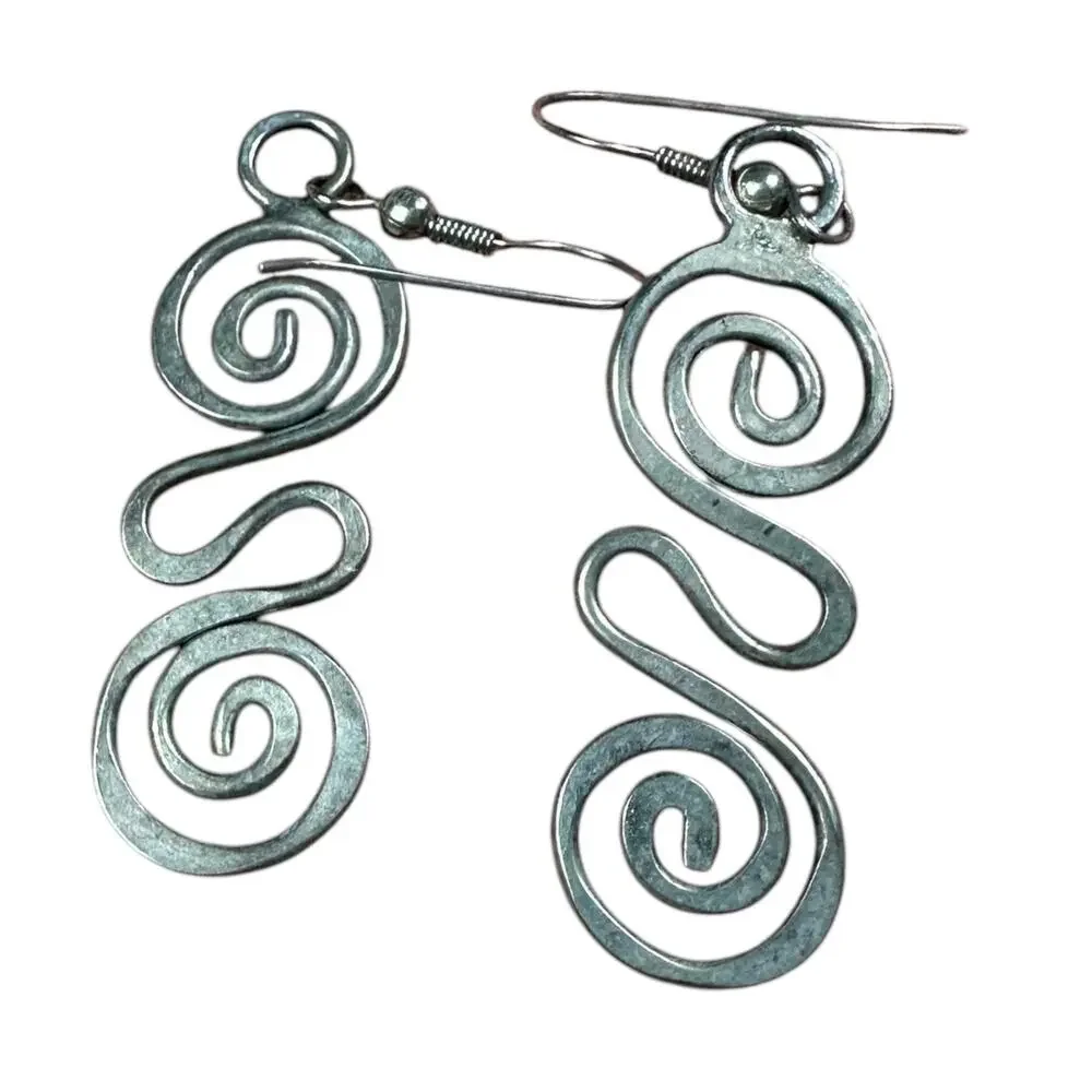 UNBRANDED Silver Fern‎ Spiral Dangle Earrings